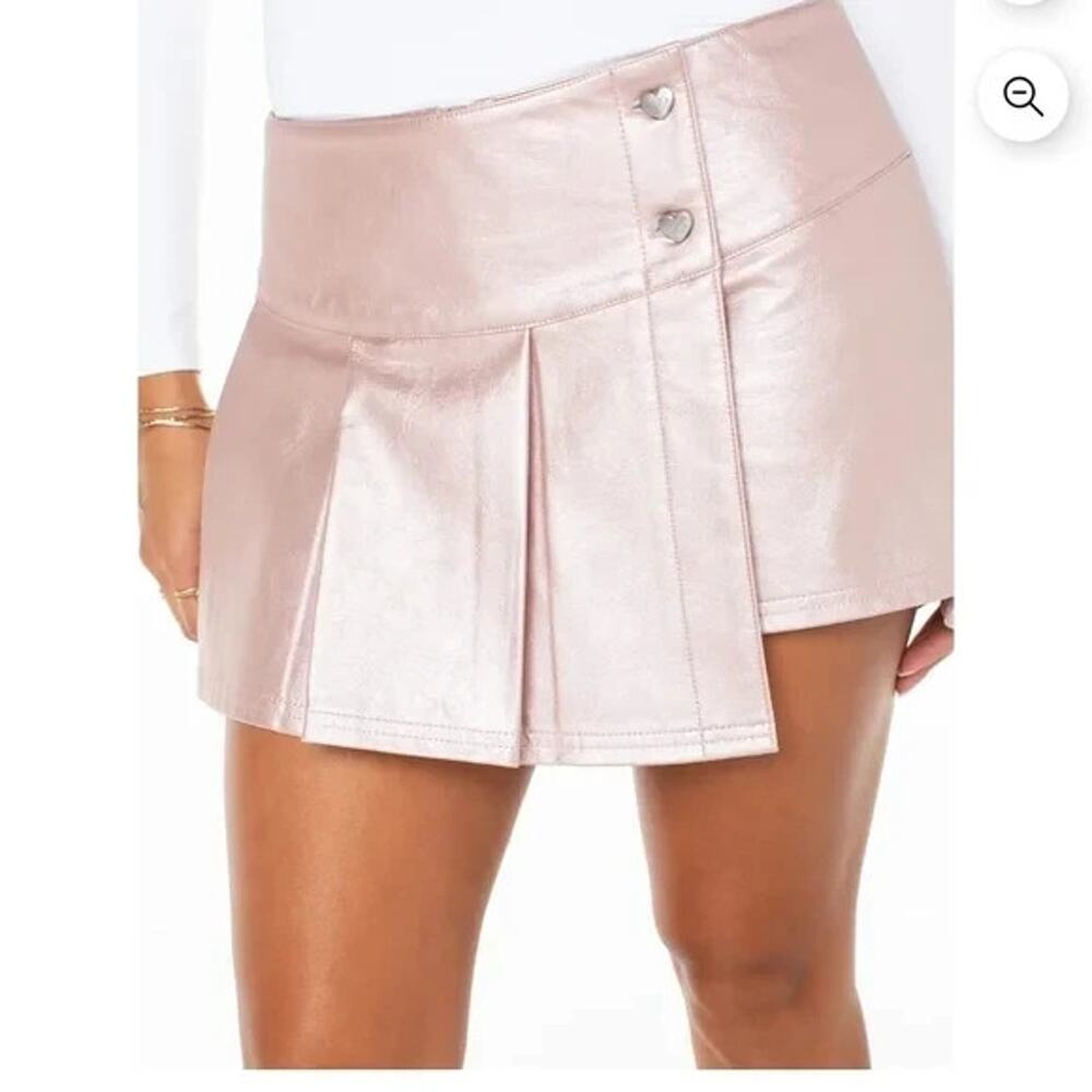 SET of 3 Celebrity Pink Size L Women Pink Gray Black Faux Leather Pleated Skort - Picture 9 of 15